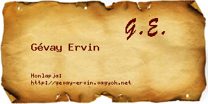 Gévay Ervin névjegykártya